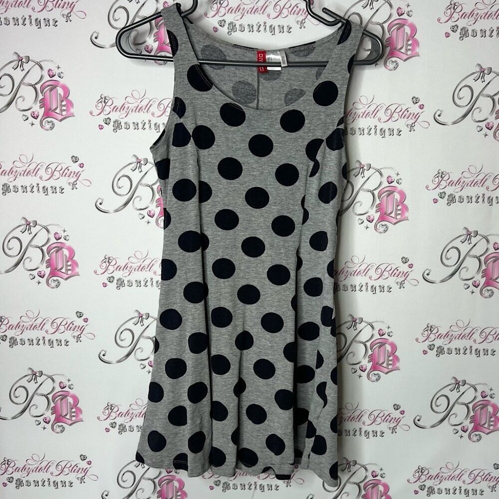 H&M dress polka dot dotted comfy stretchy Gray and Black Polka Dot Top